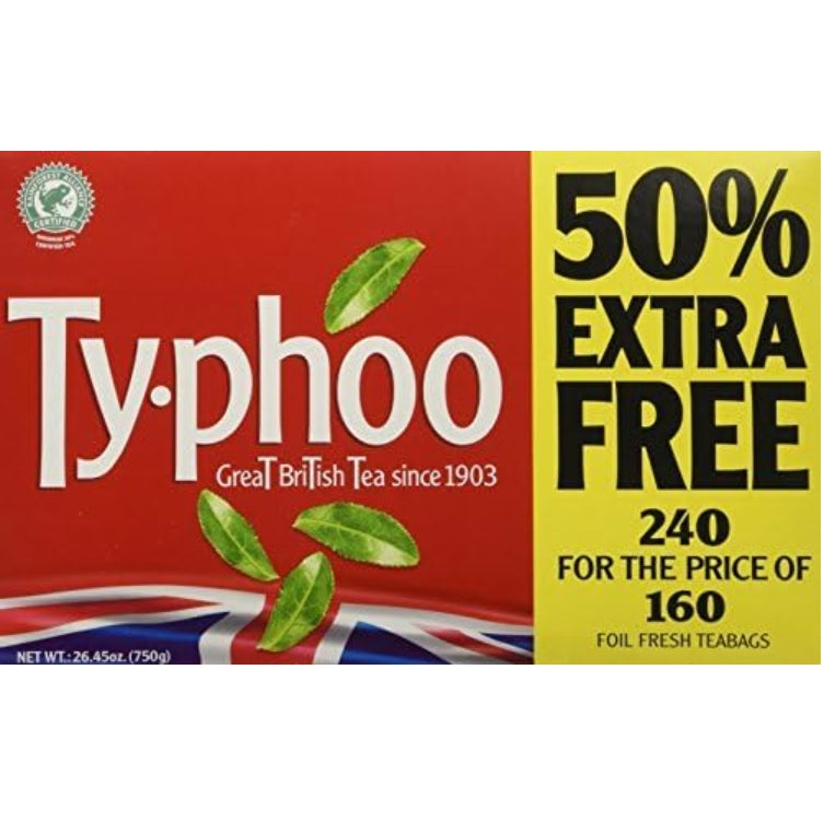 Typhoo Tea Bags 240 Pack - 750g - Classic Black Tea From UK